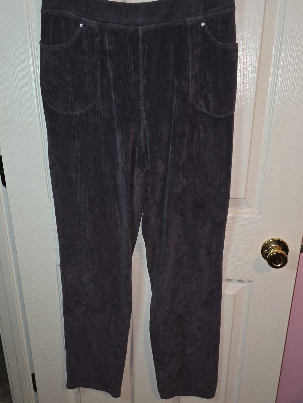 Quacker Factory Dark Charcoal Straight-Leg Corduroy Pants